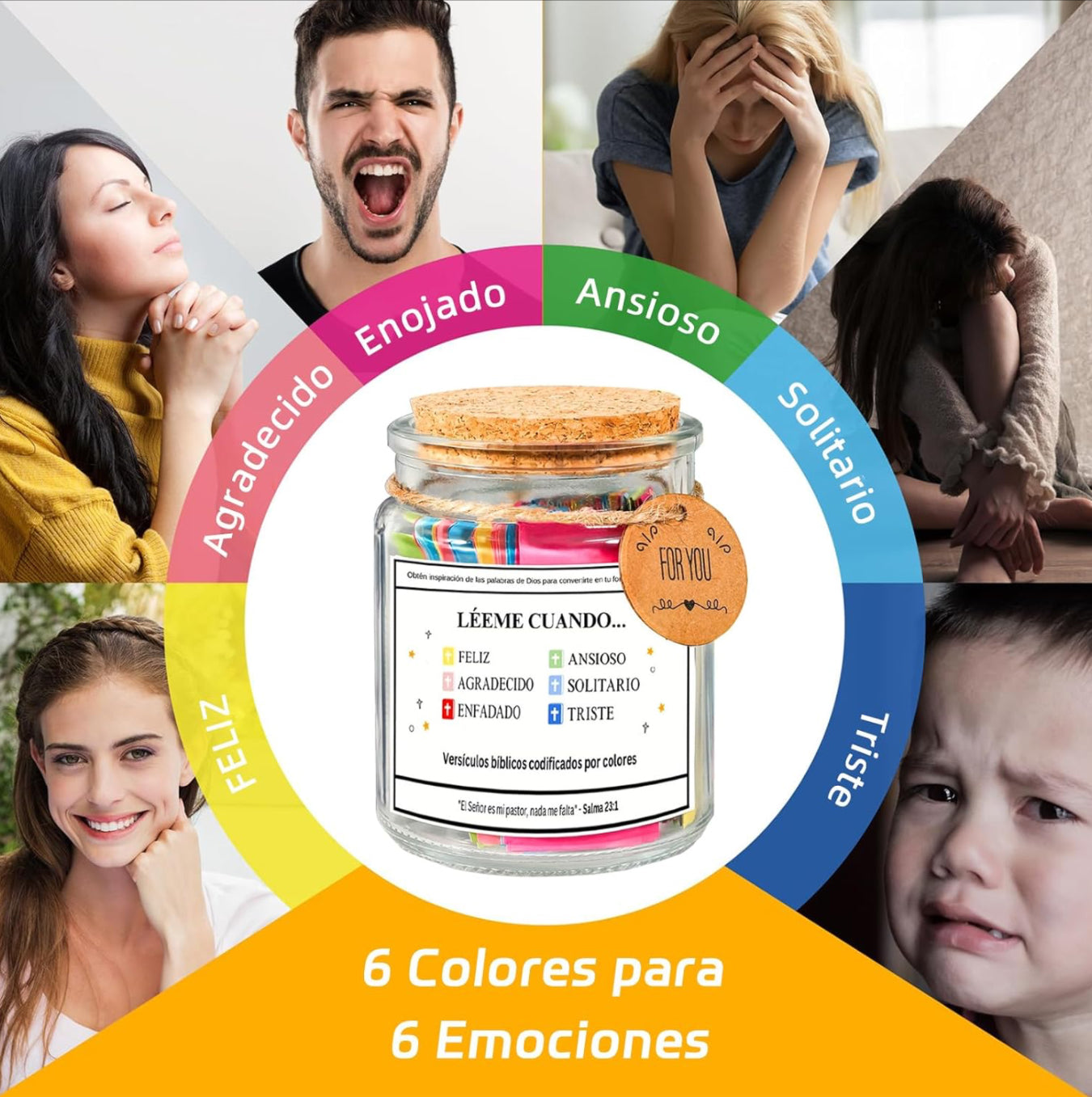 Tarro de versículos bíblicos para emociones y sentimientos